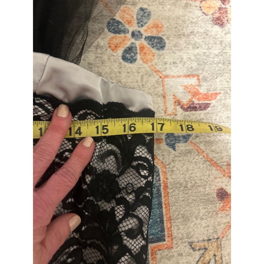 WHBM SZ 10 black lace silver gray Tea length formal cocktail dress wedding party - Picture 11 of 13